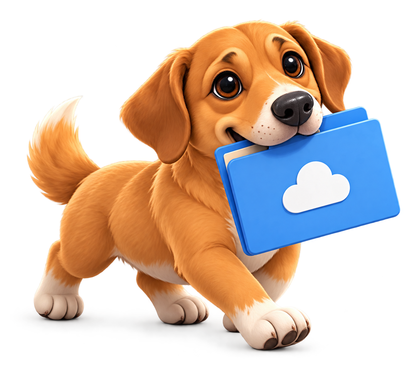 Mascote CaramelCloud levando um site de outra hospedagem para a CaramelCloud